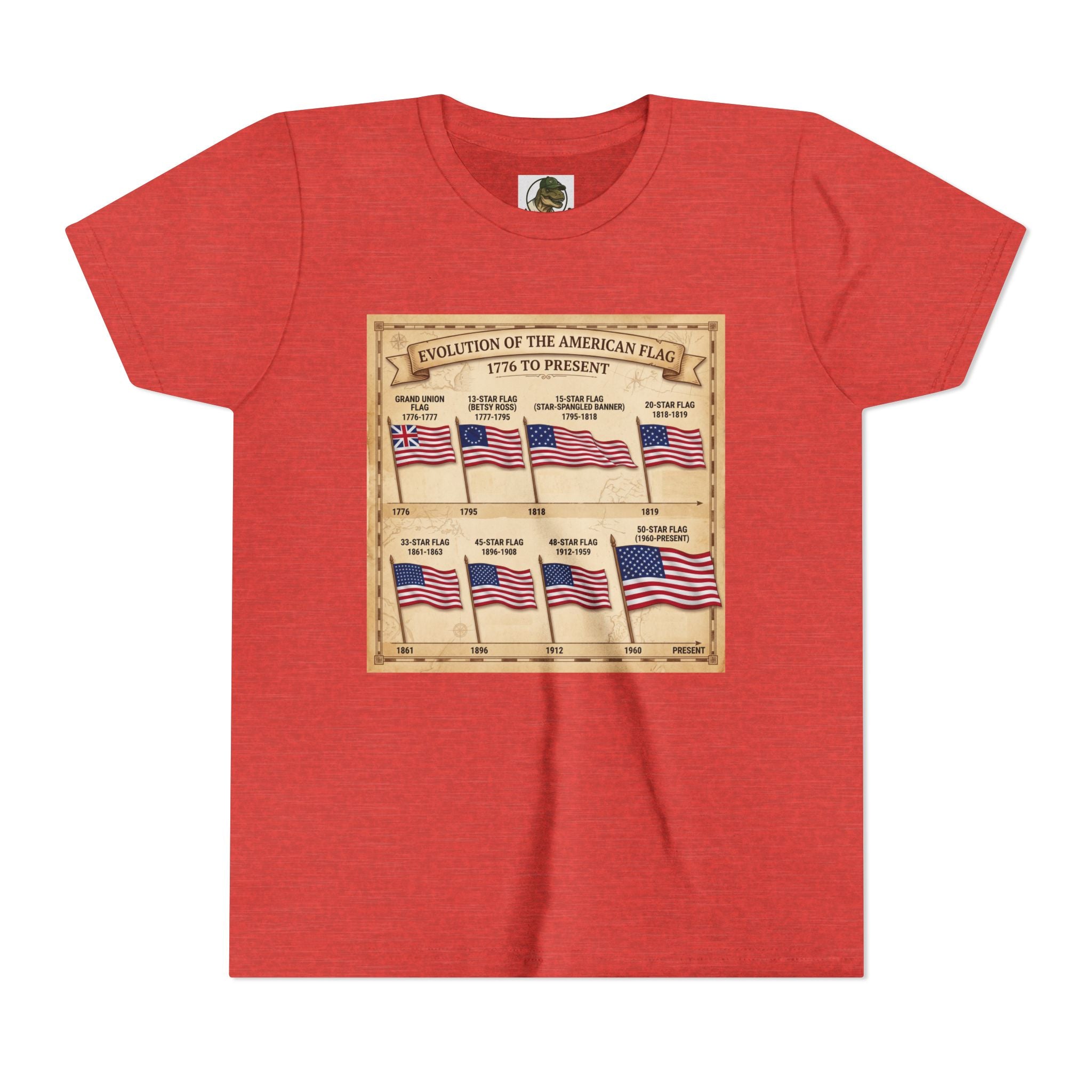American Flag Timeline Youth Tee