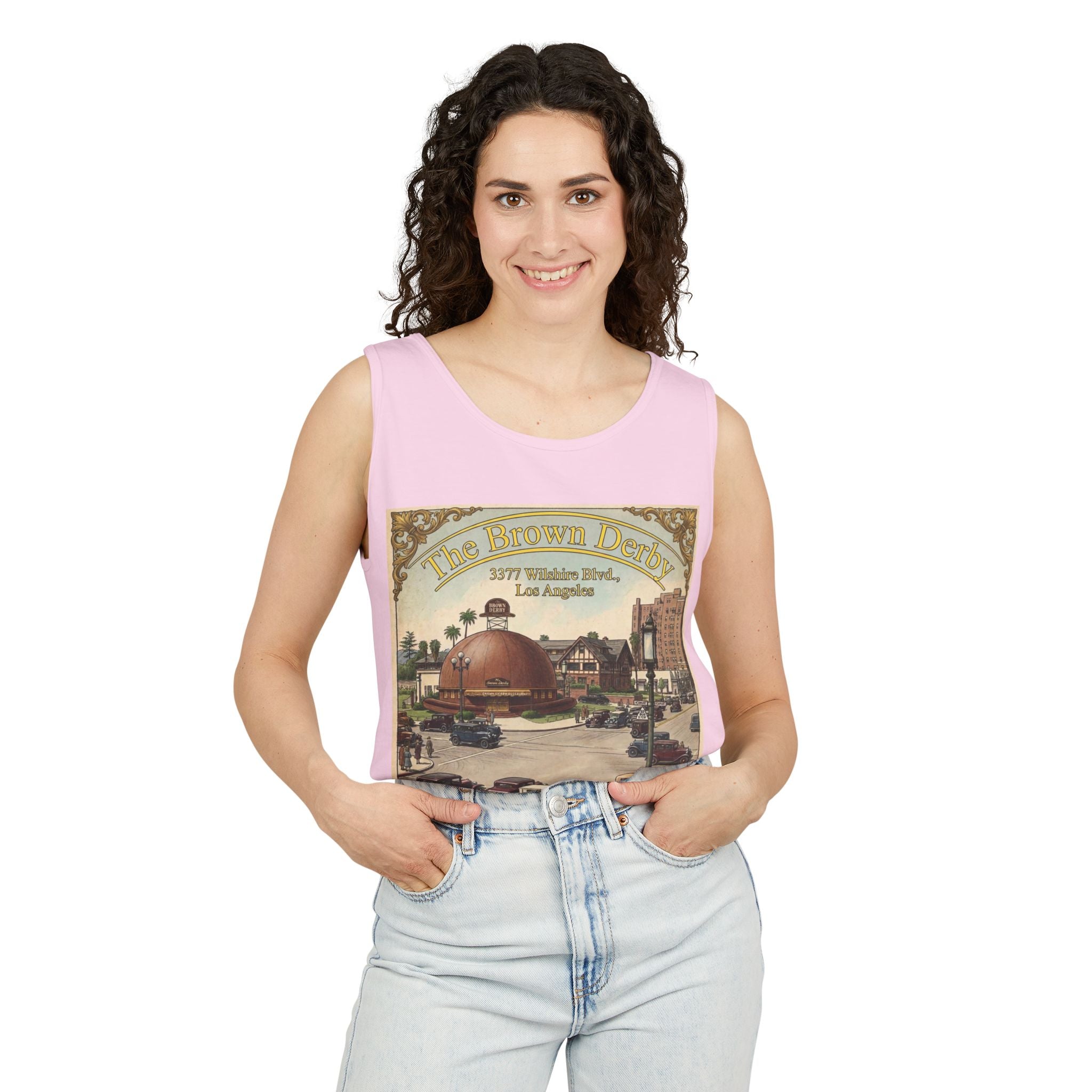 Vintage Brown Derby Los Angeles Tank Top – Retro Travel Poster
