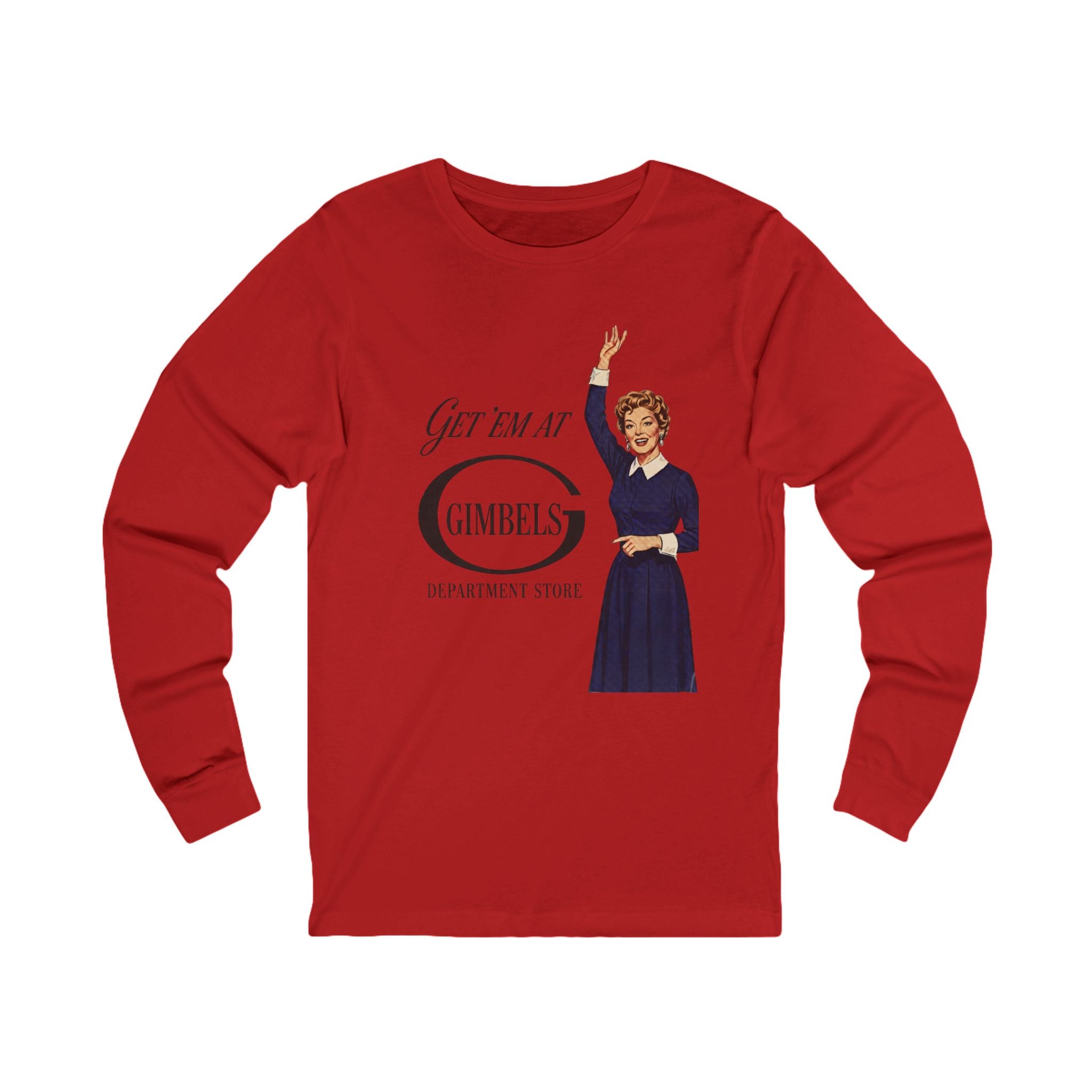 Unisex Vintage 'Get ’Em At Gimbels' Long Sleeve Tee