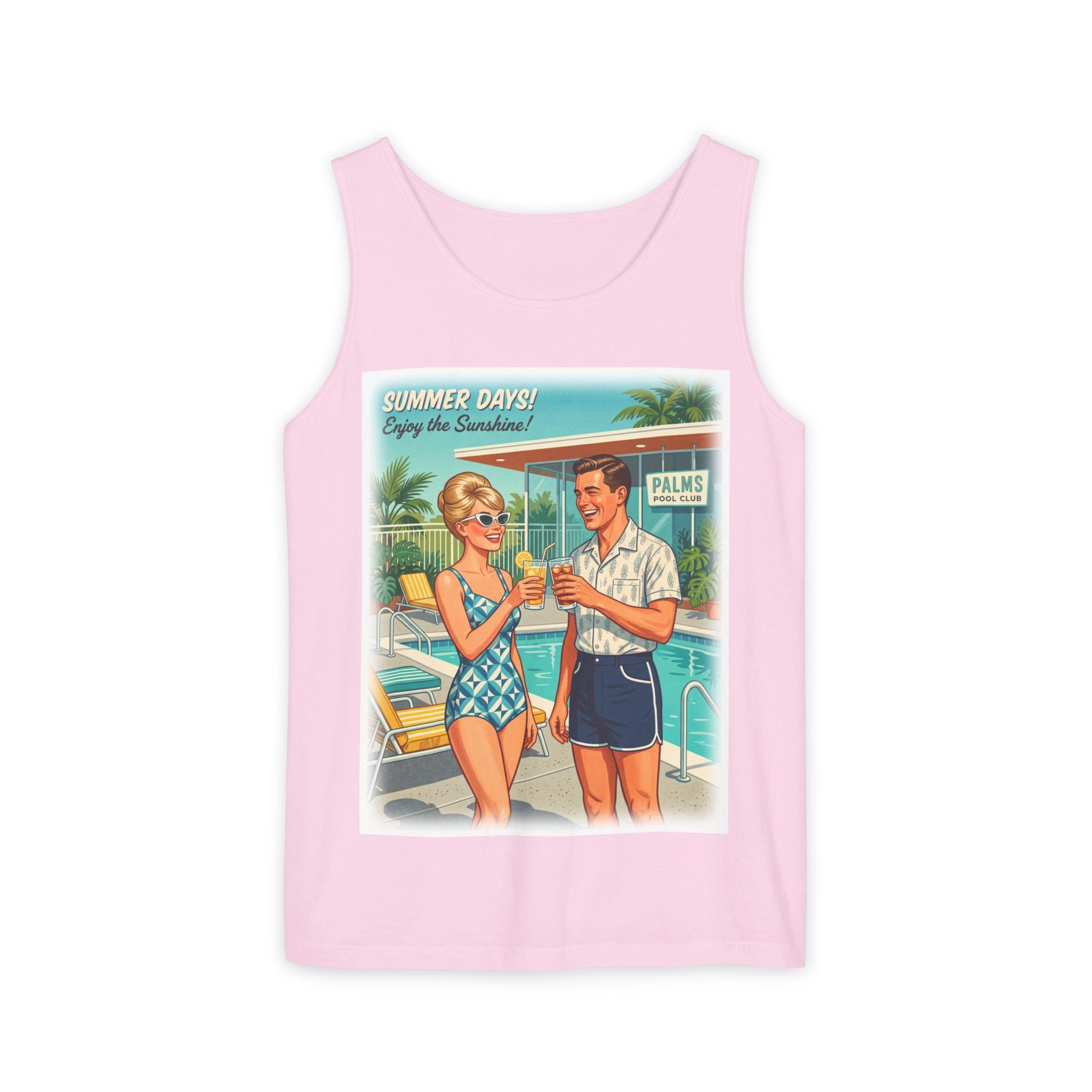Unisex Retro 'Summer Days' Pool Party Cotton Tank Top