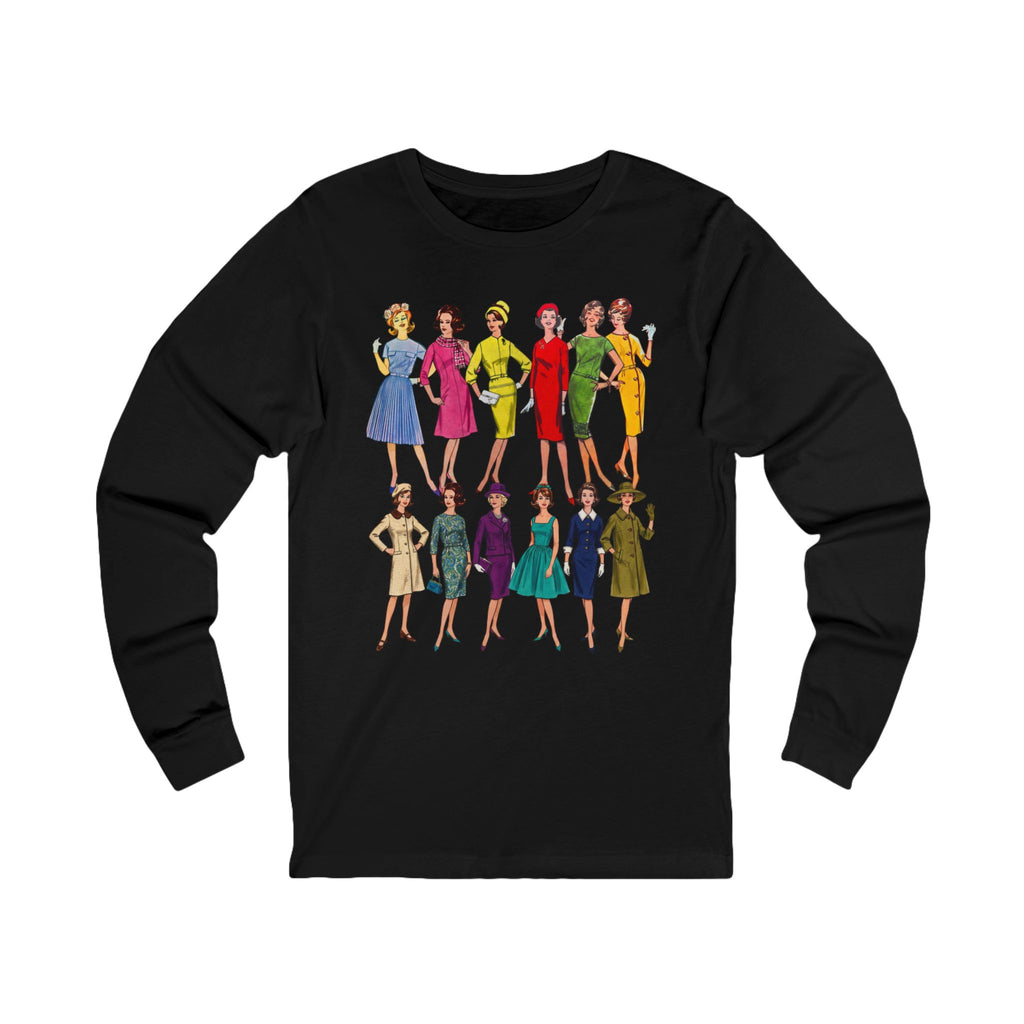 Unisex 'Sixties Fashion Show' Cotton Long Sleeve Tee