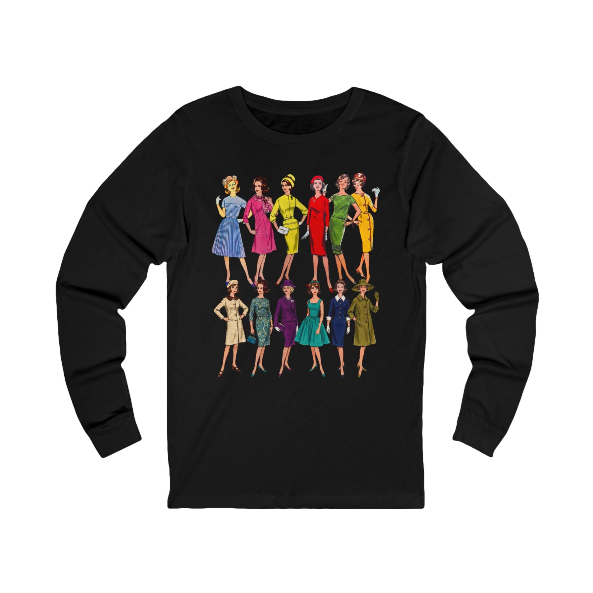 Unisex 'Sixties Fashion Show' Cotton Long Sleeve Tee