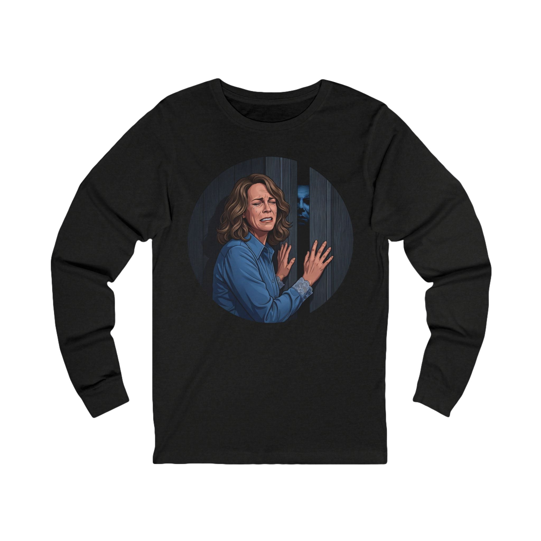 Unisex 'Demon at the Door' Long Sleeve Cotton T-Shirt