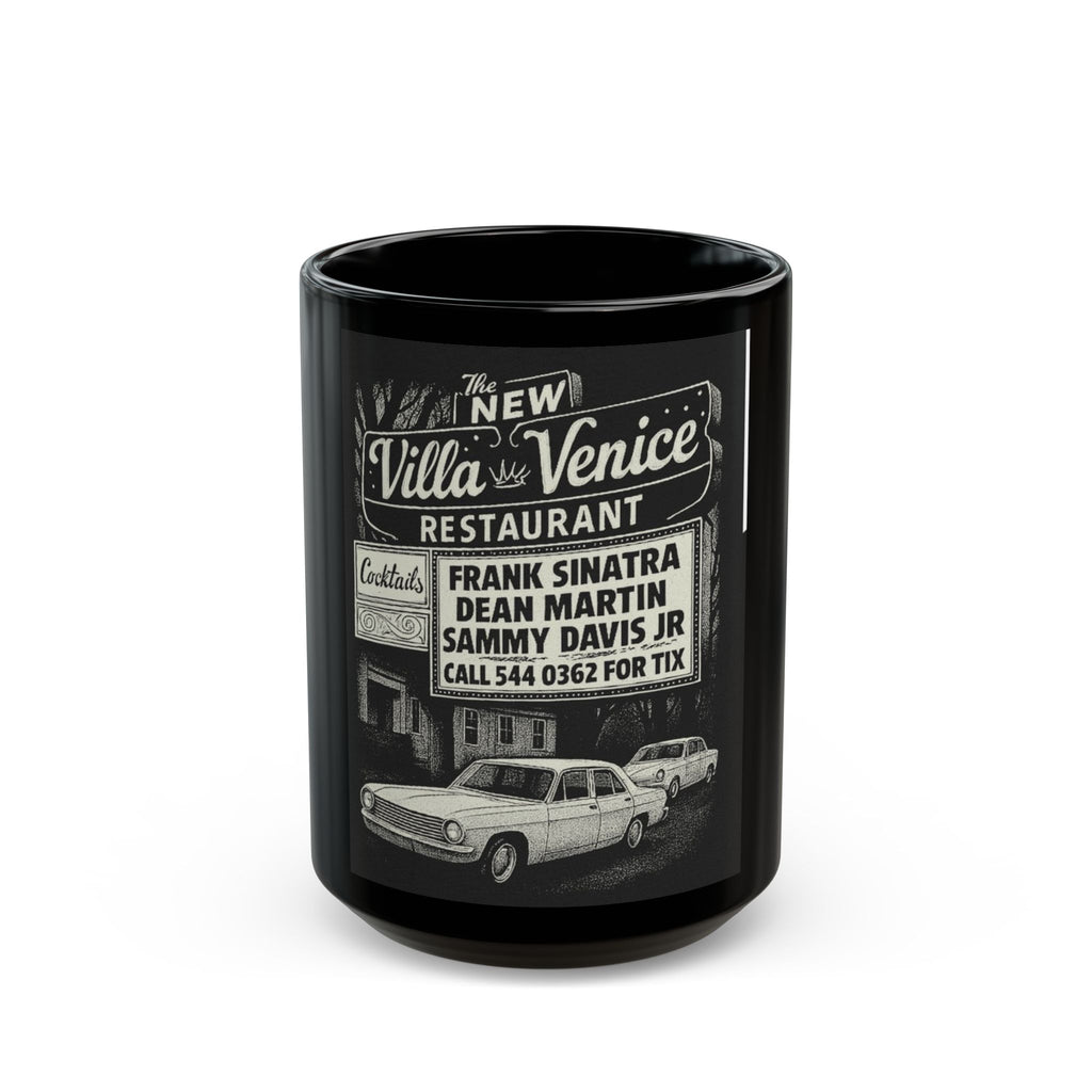Vintage 'Villa Venice' Restaurant Black Ceramic Coffee Mug (15oz)
