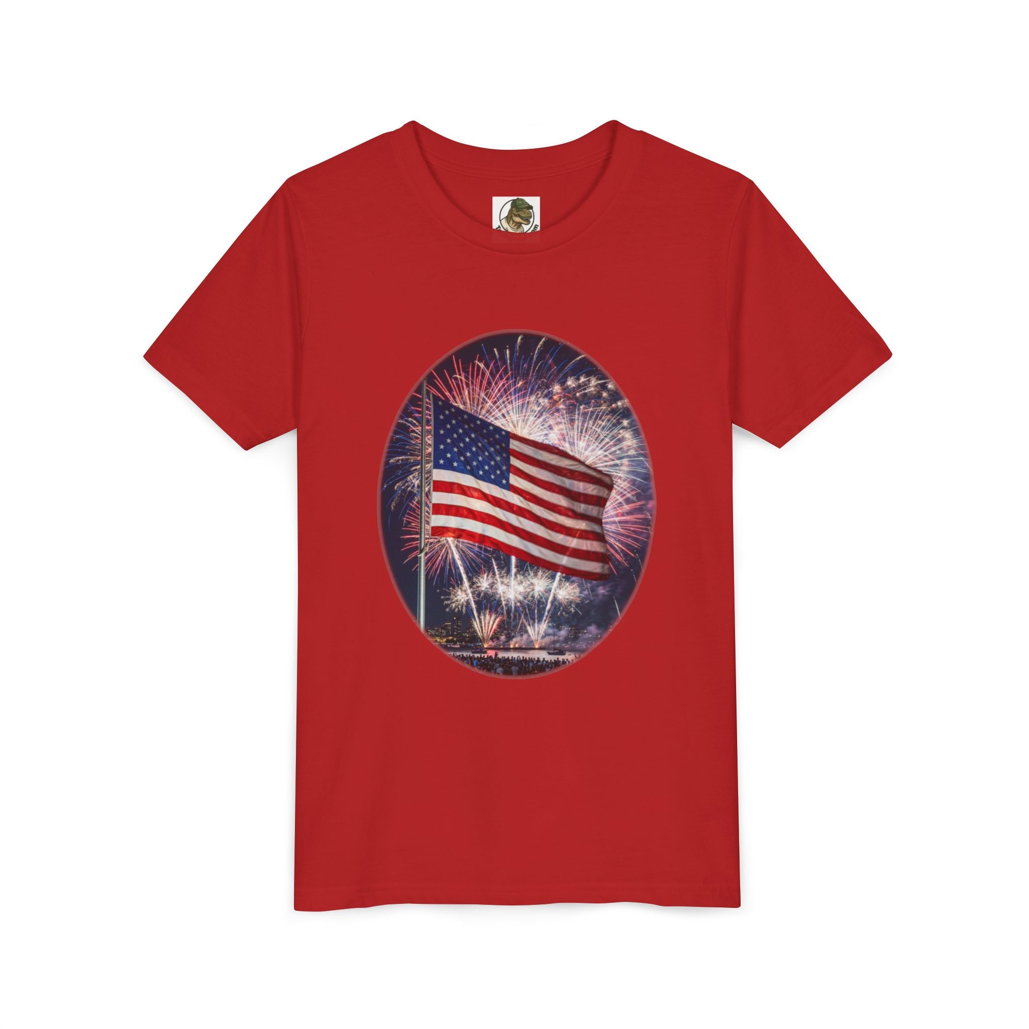 American Flag Fireworks Youth Tee