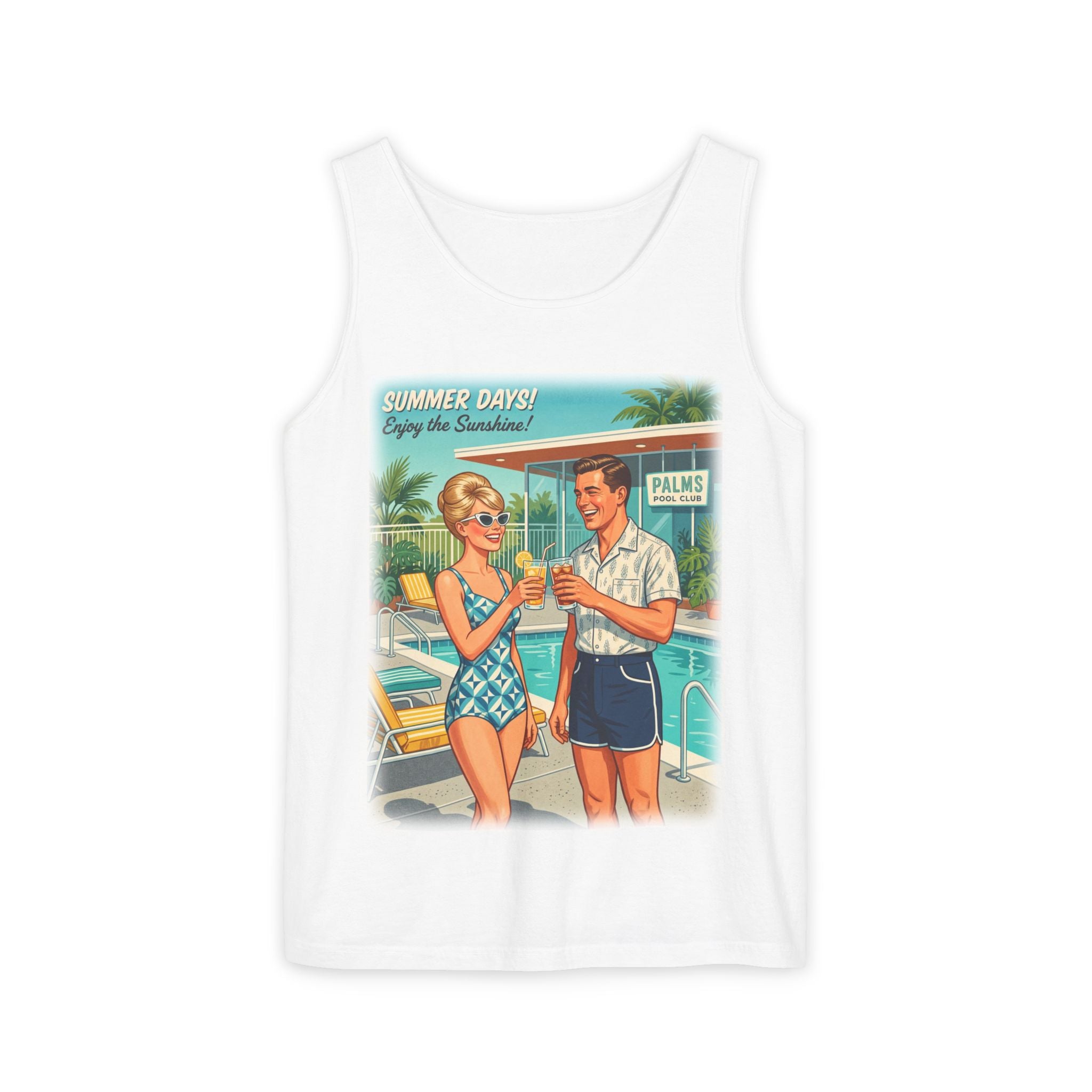 Unisex Retro 'Summer Days' Pool Party Cotton Tank Top