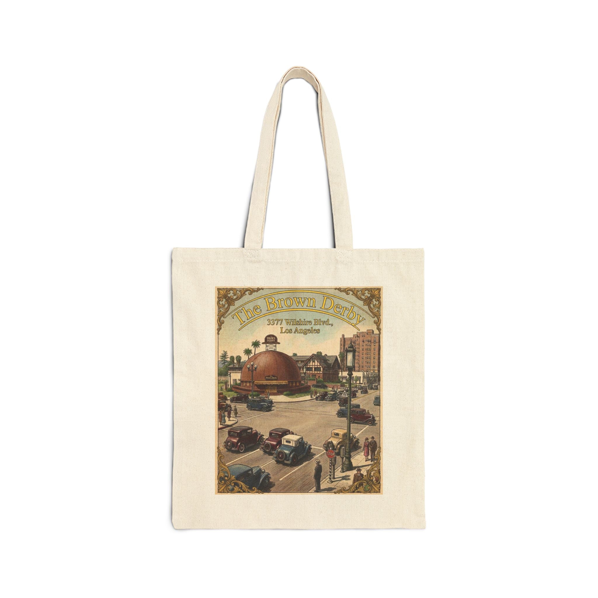 Vintage Double-Image Brown Derby Restaurant Canvas Tote Bag