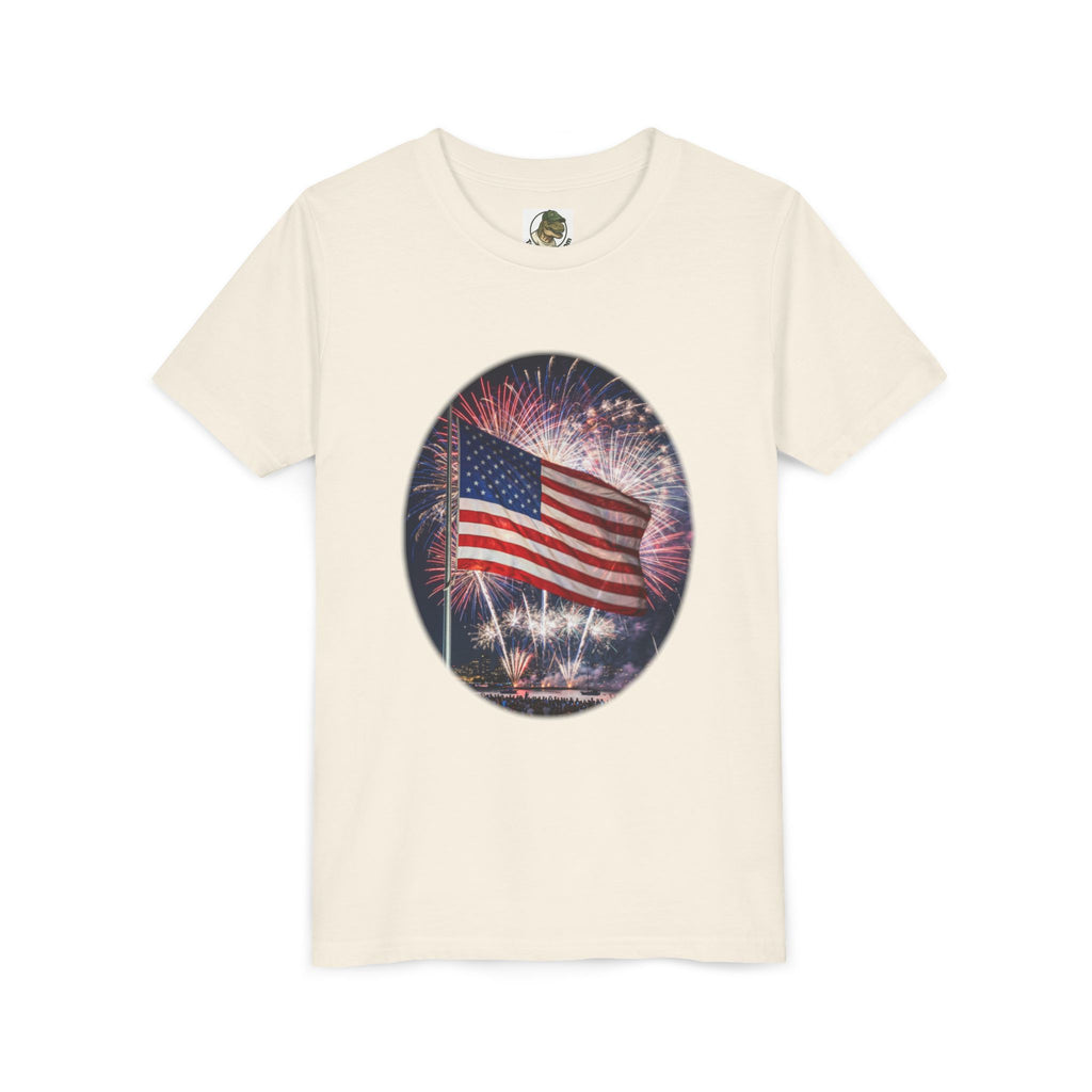 American Flag Fireworks Youth Tee