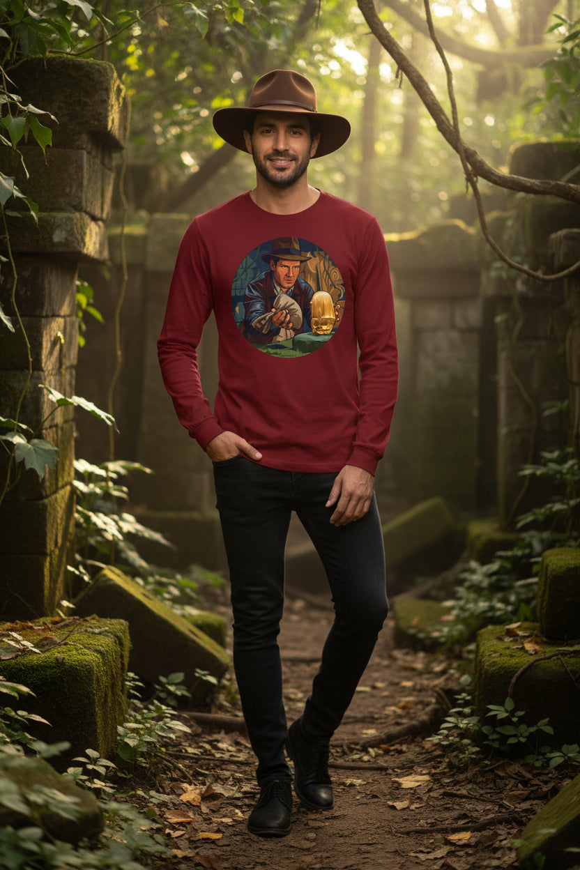 Unisex 'Adventure Man' Cotton Long Sleeve T-Shirt