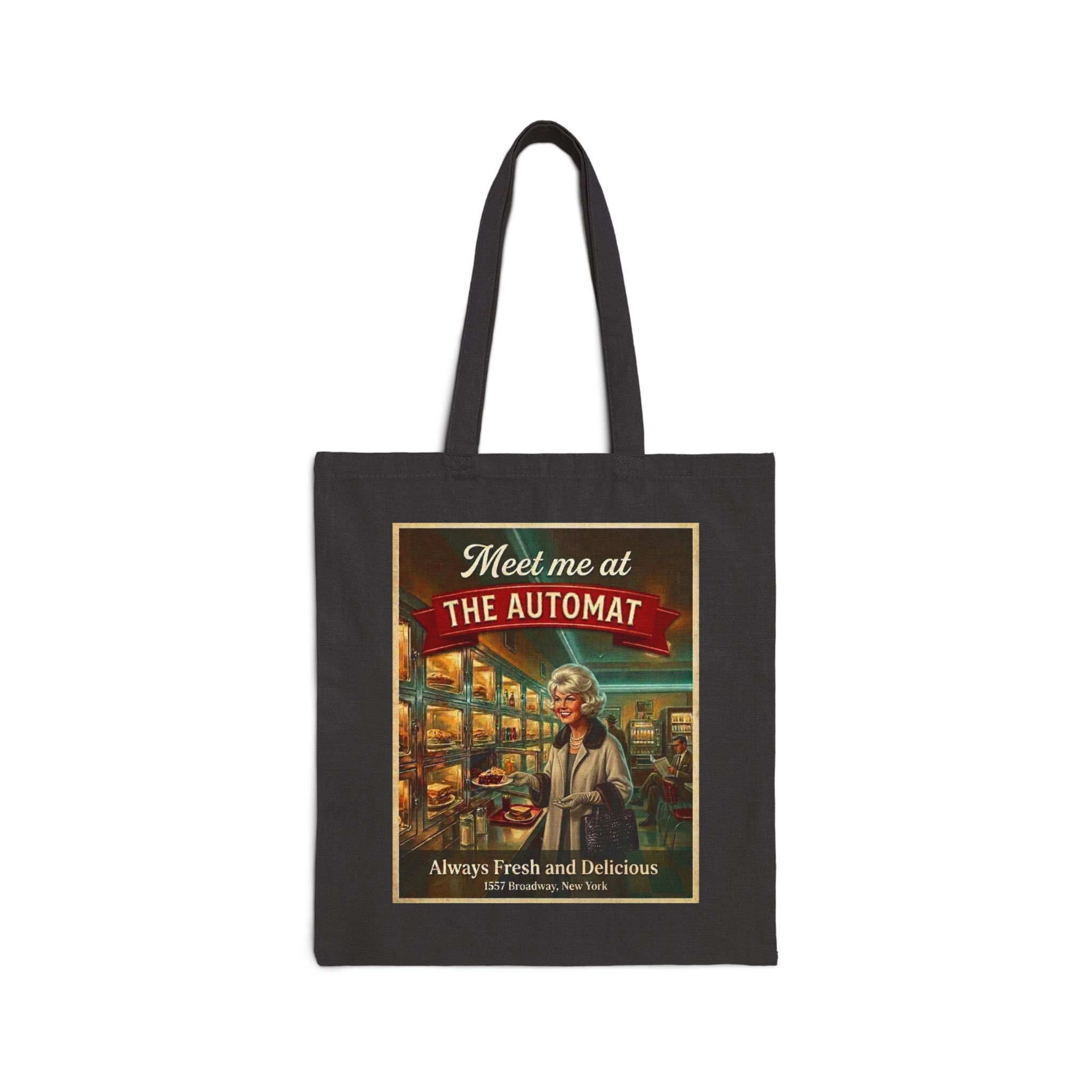 Retro "Meet Me at The Automat" Canvas Grocery & Market Tote