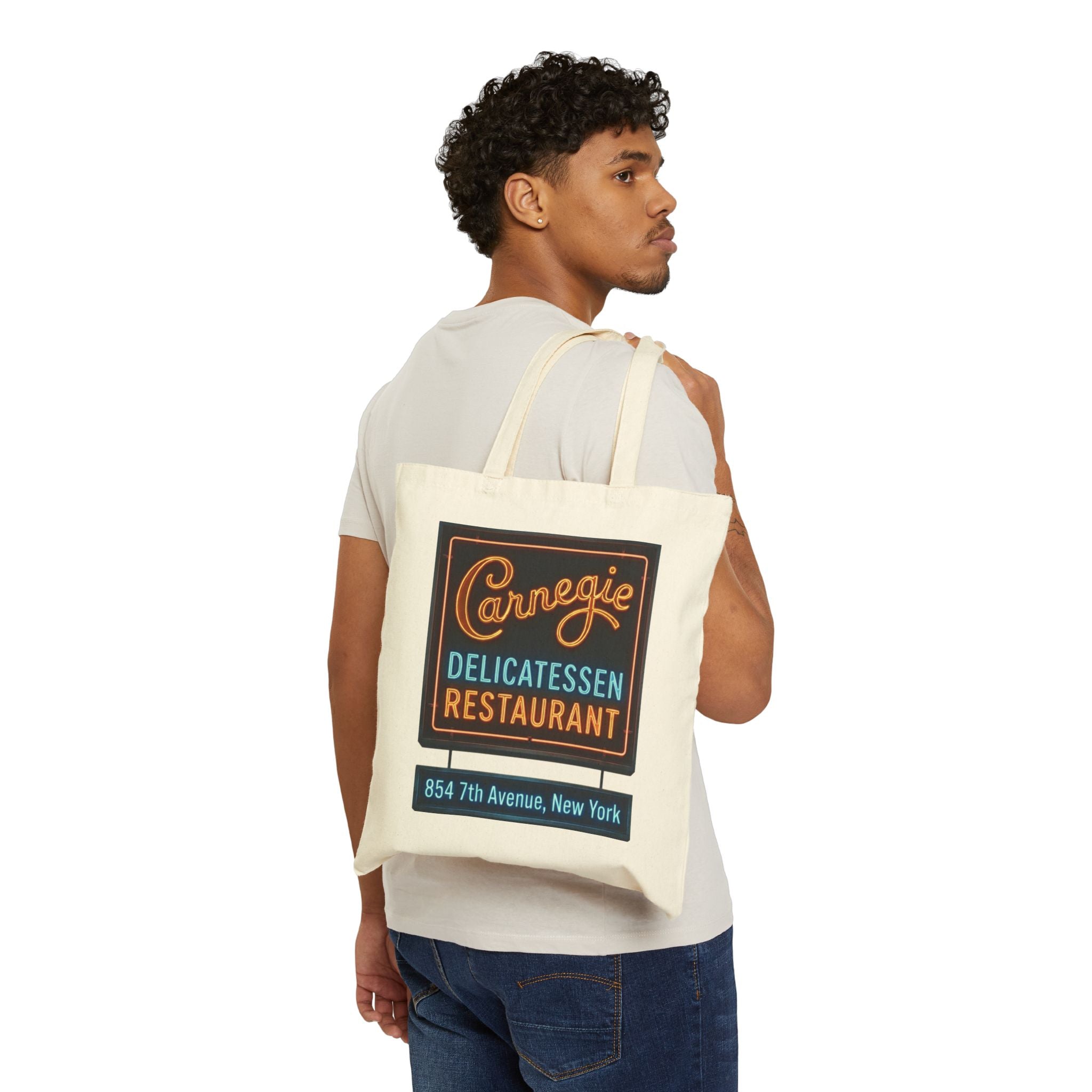 Vintage Carnegie Deli Canvas Tote -- Retro Neon Sign