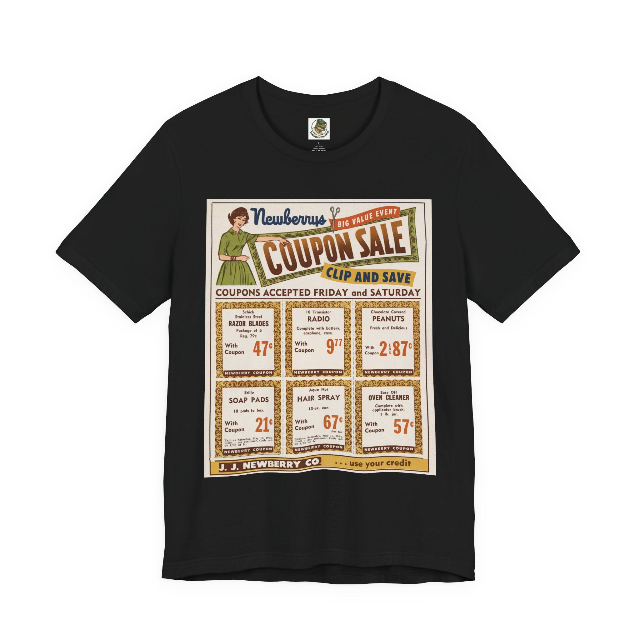 Unisex 'J.J. Newberry Co.' Vintage Coupon Sale T-Shirt