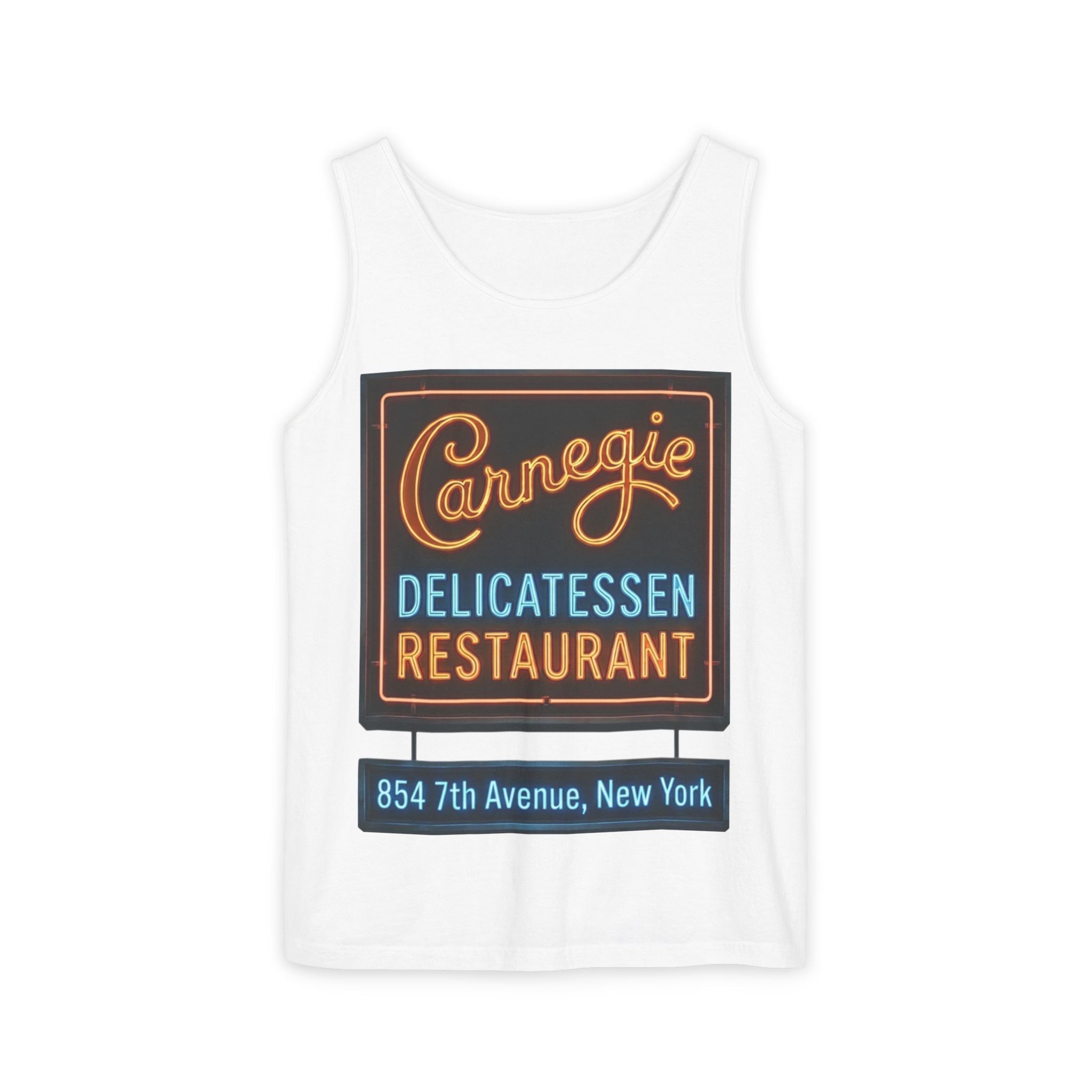 Vintage Carnegie Deli Tank Top — Retro Neon Sign
