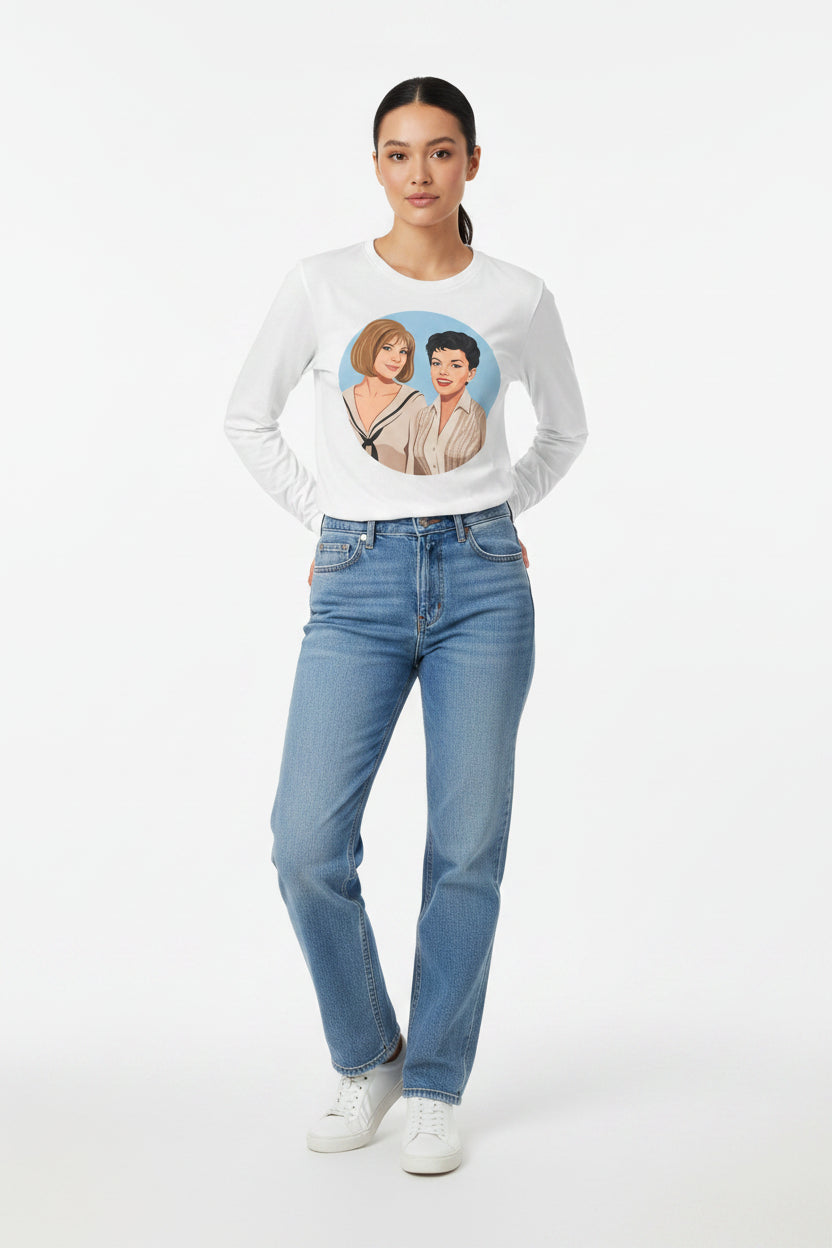 Unisex 'Happy Duet' Long Sleeve Cotton T-Shirt