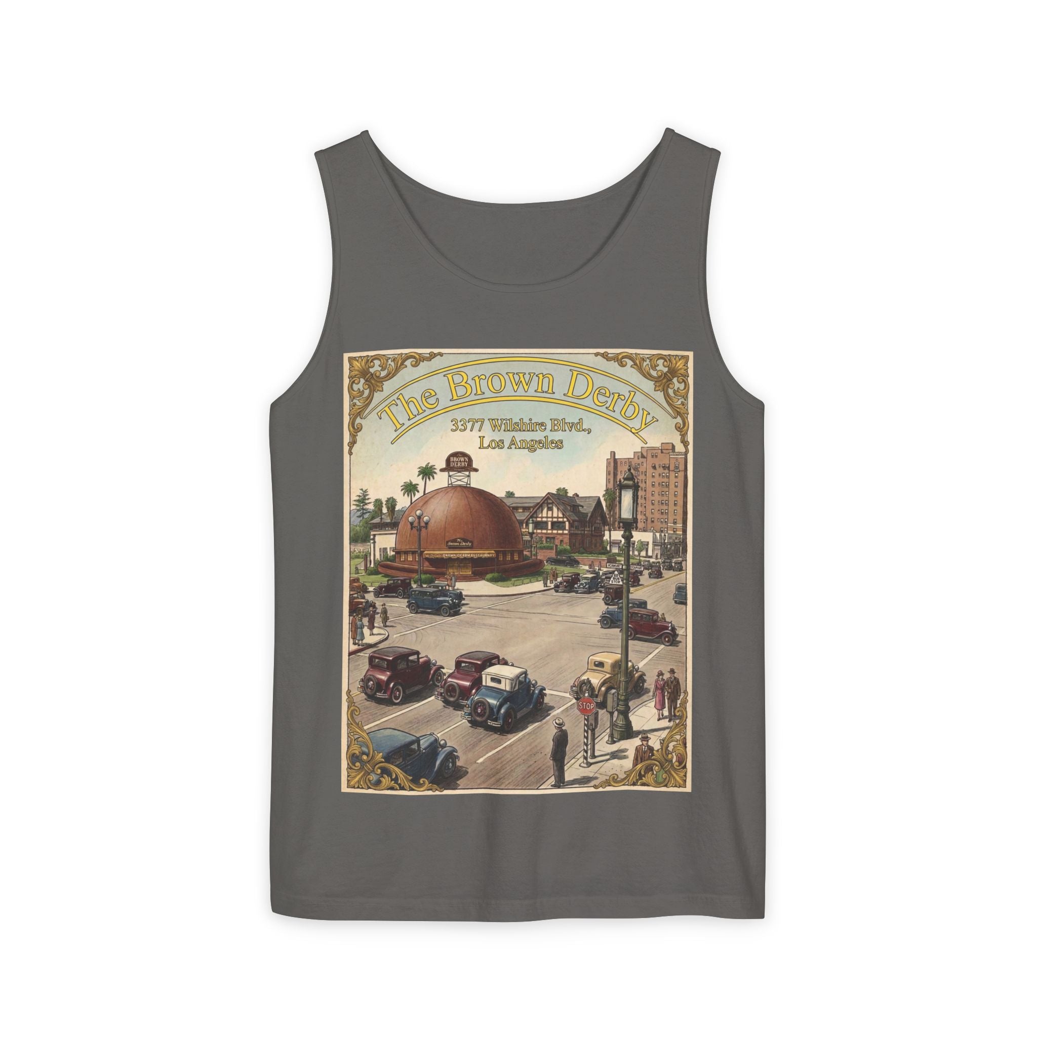 Vintage Brown Derby Los Angeles Tank Top – Retro Travel Poster