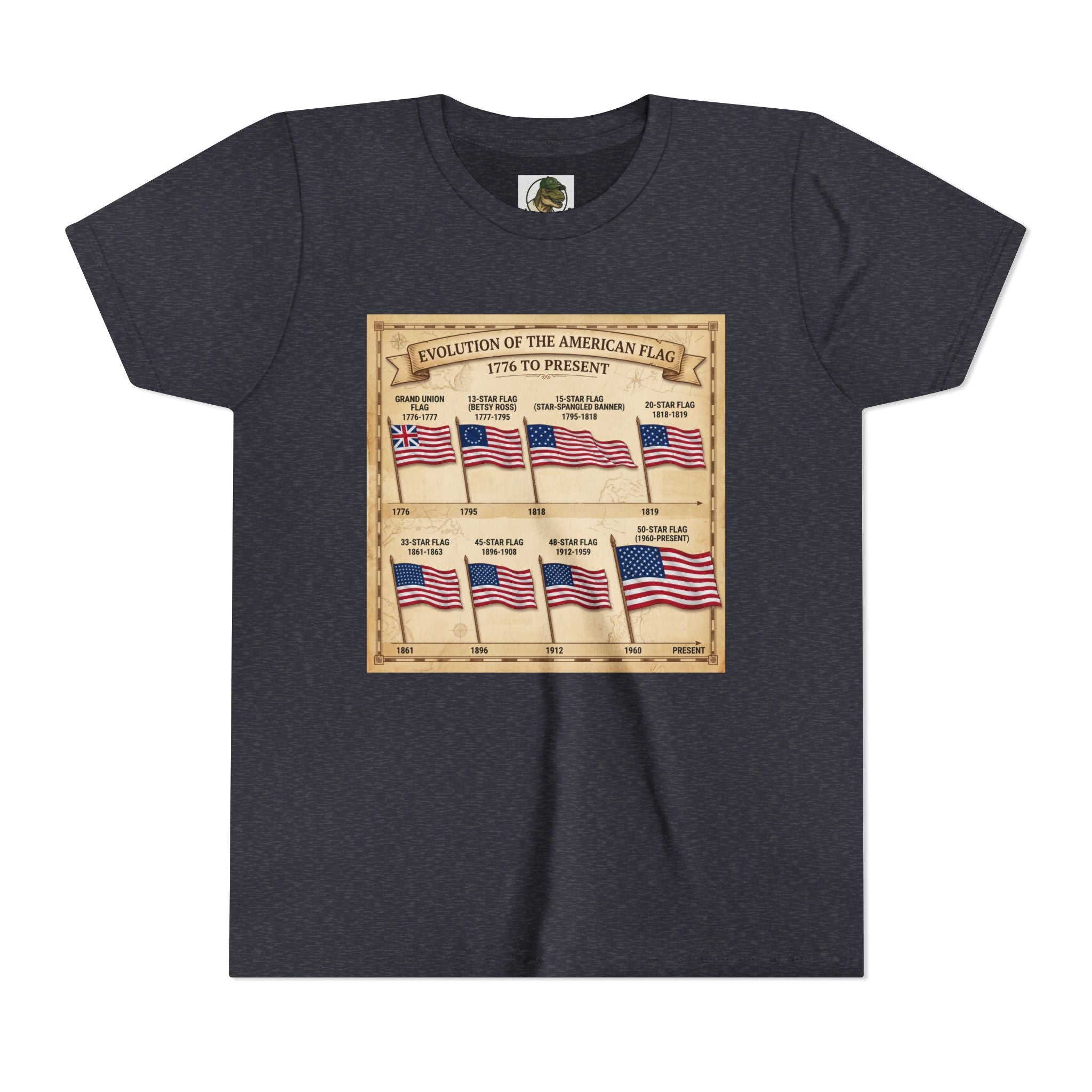 American Flag Timeline Youth Tee