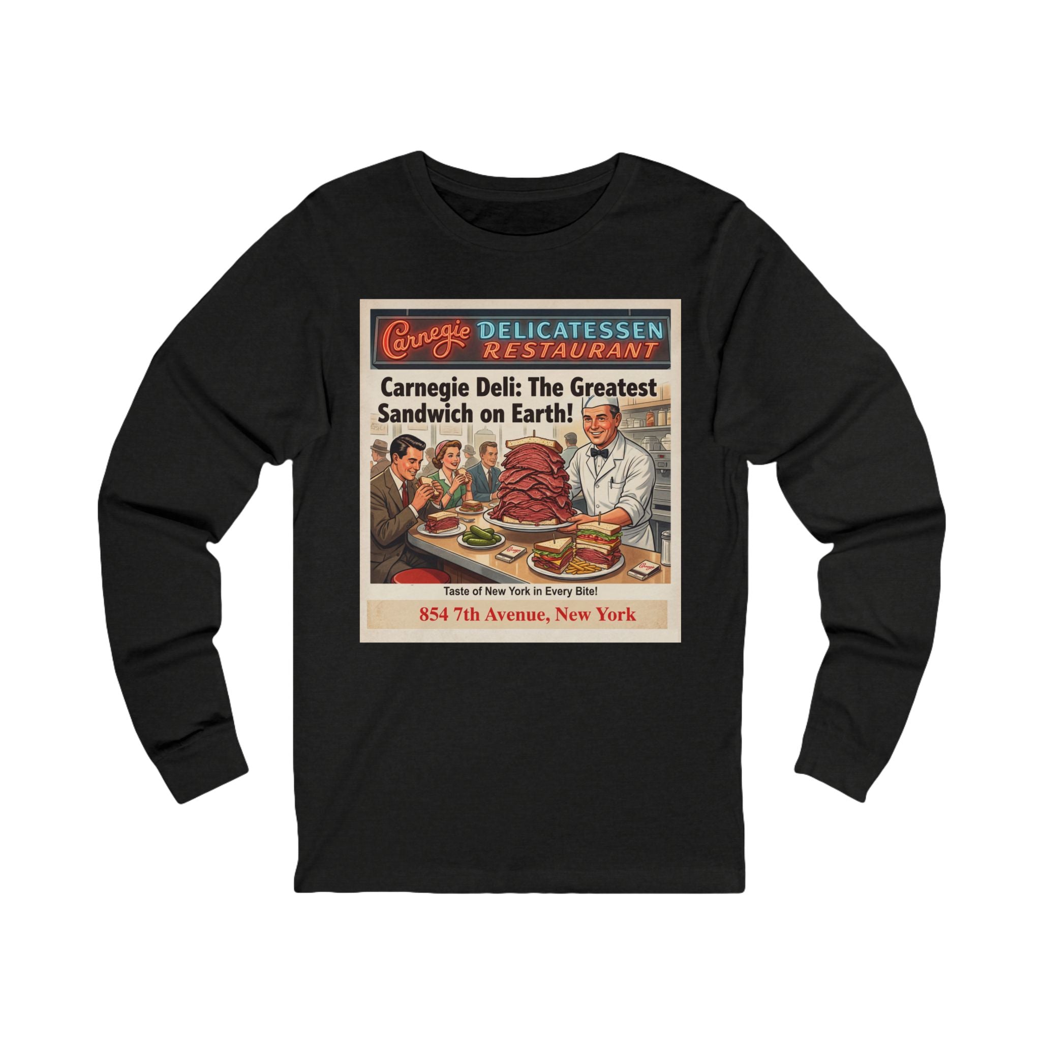 Vintage Carnegie Deli Long Sleeve Shirt -- Retro Advertisement Design