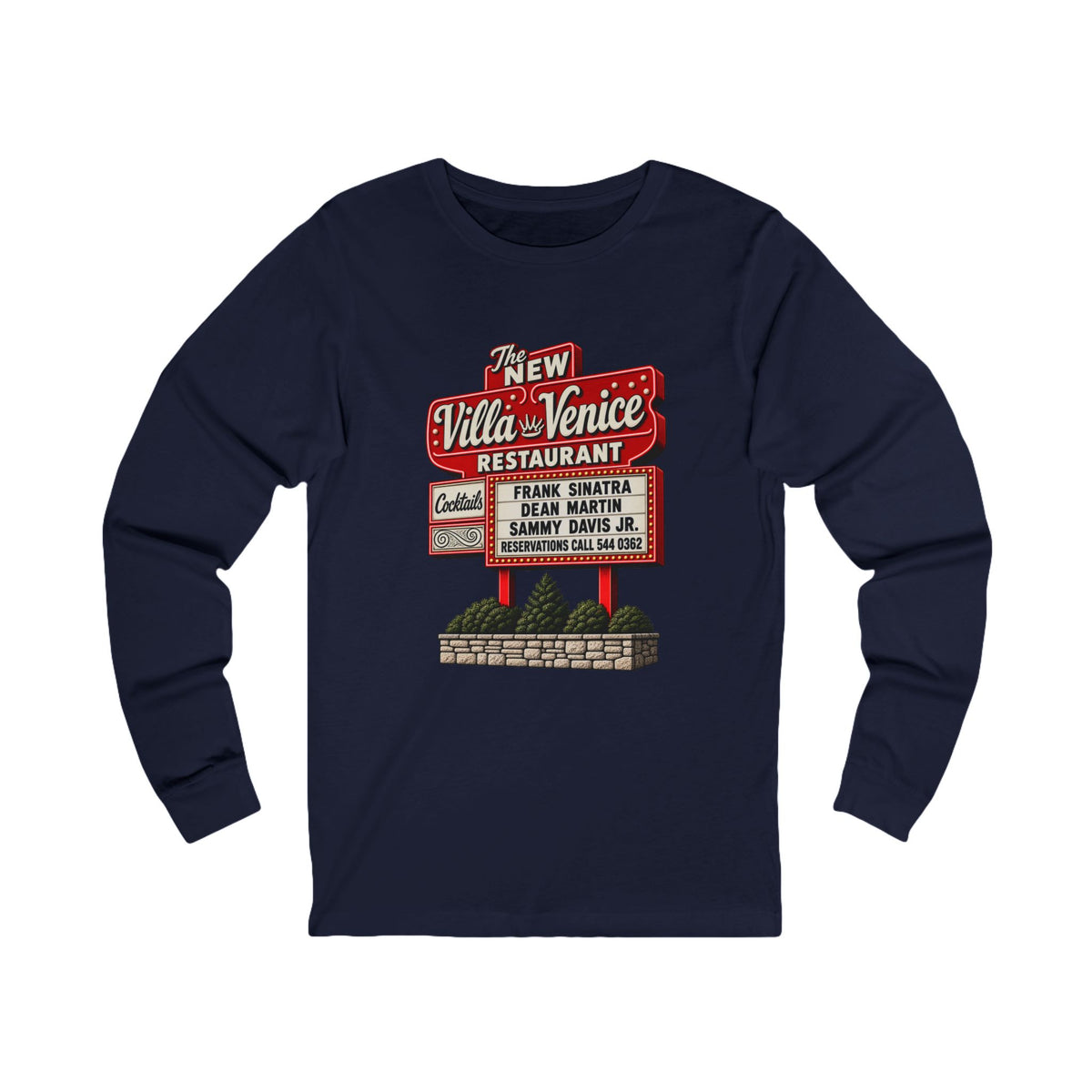 Villa Venice Restaurant Retro Sign Long Sleeve Tee