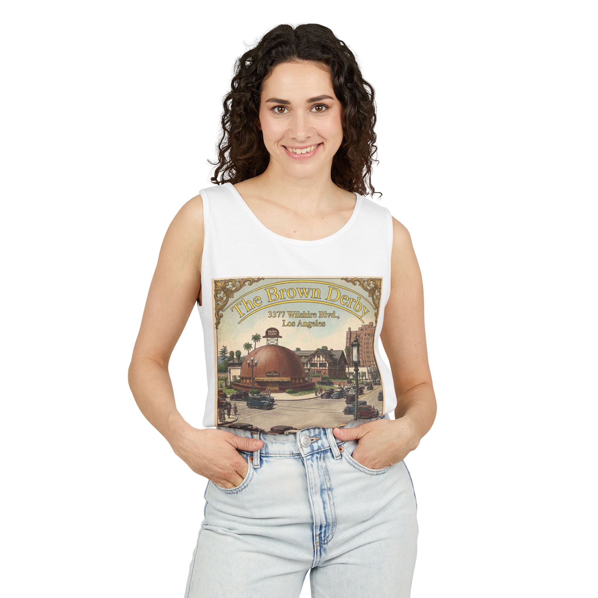 Vintage Brown Derby Los Angeles Tank Top – Retro Travel Poster