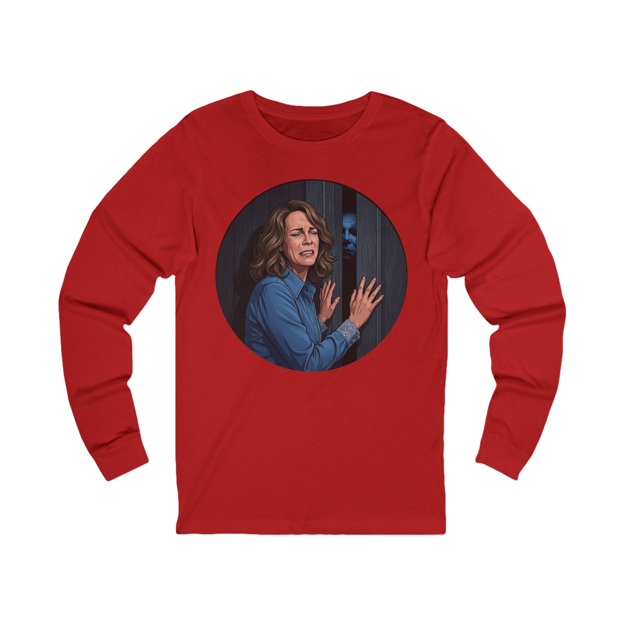 Unisex 'Demon at the Door' Long Sleeve Cotton T-Shirt
