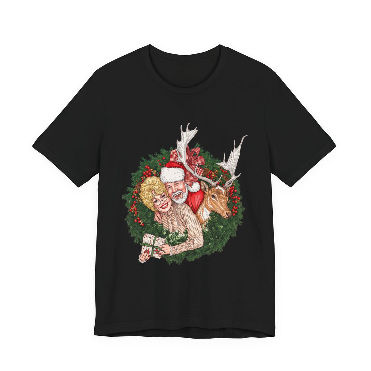 Christmas Wreath Claus Family Portrait Tee