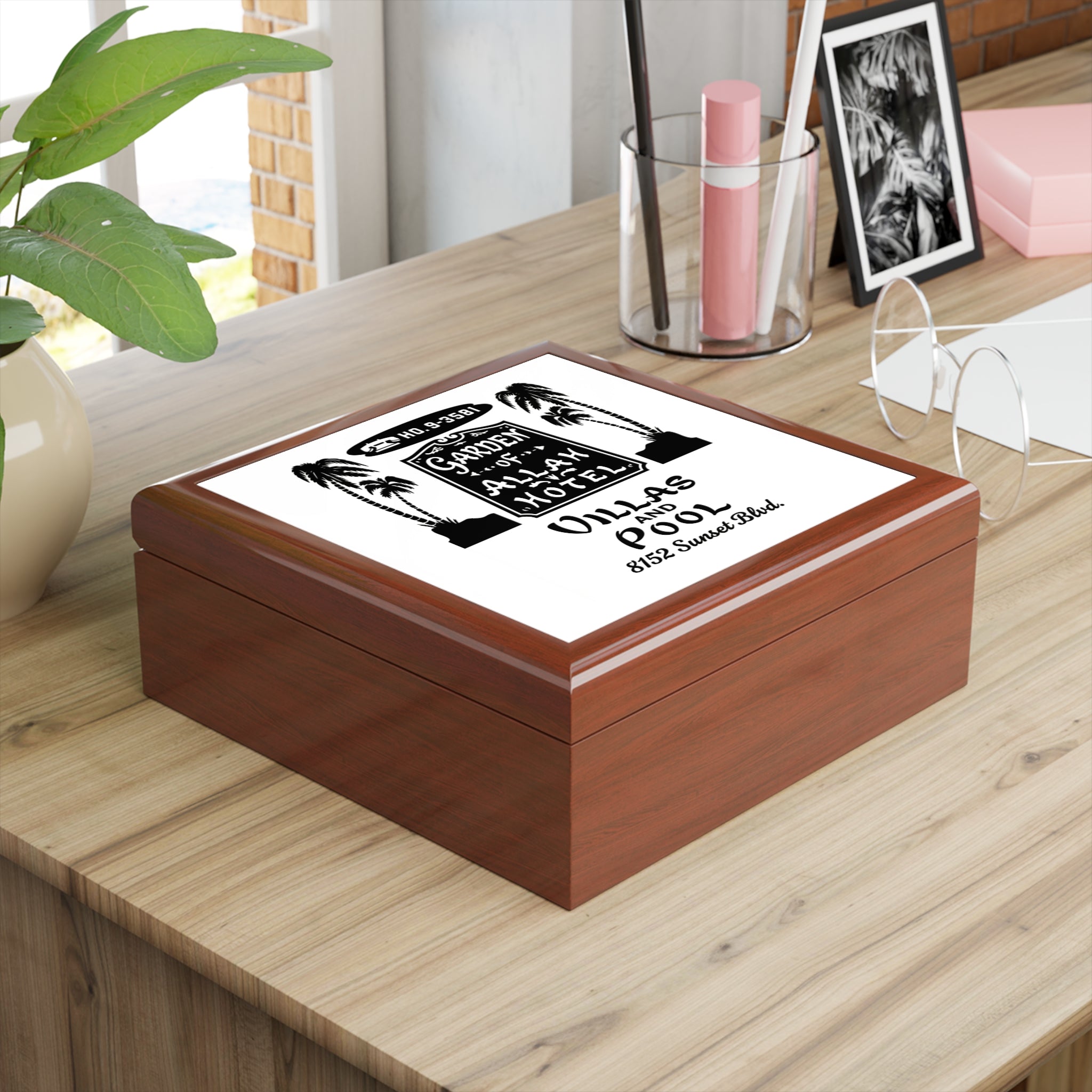 Vintage Garden of Allah Hotel Wood Trinket Box