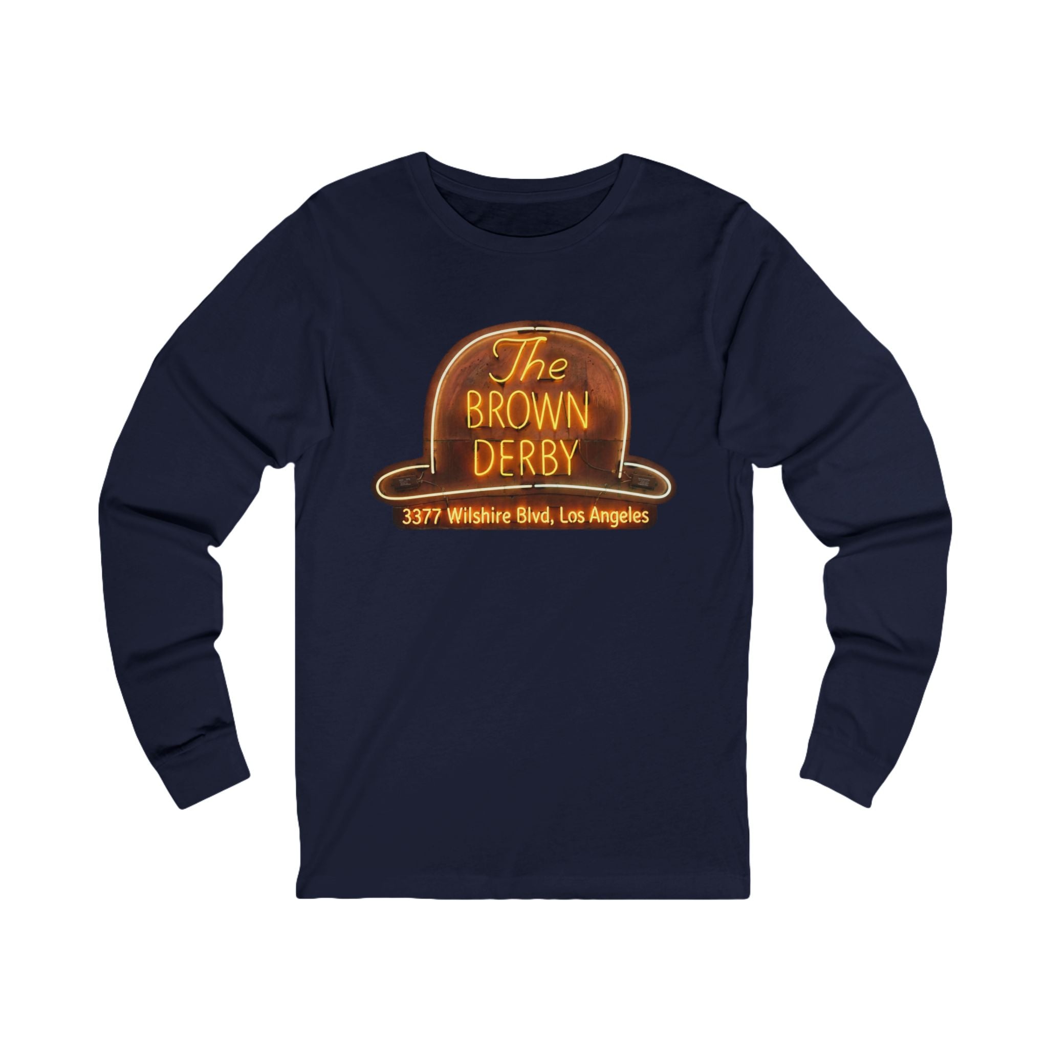 Vintage Brown Derby Sign Long Sleeve Tee -- Retro Neon Sign