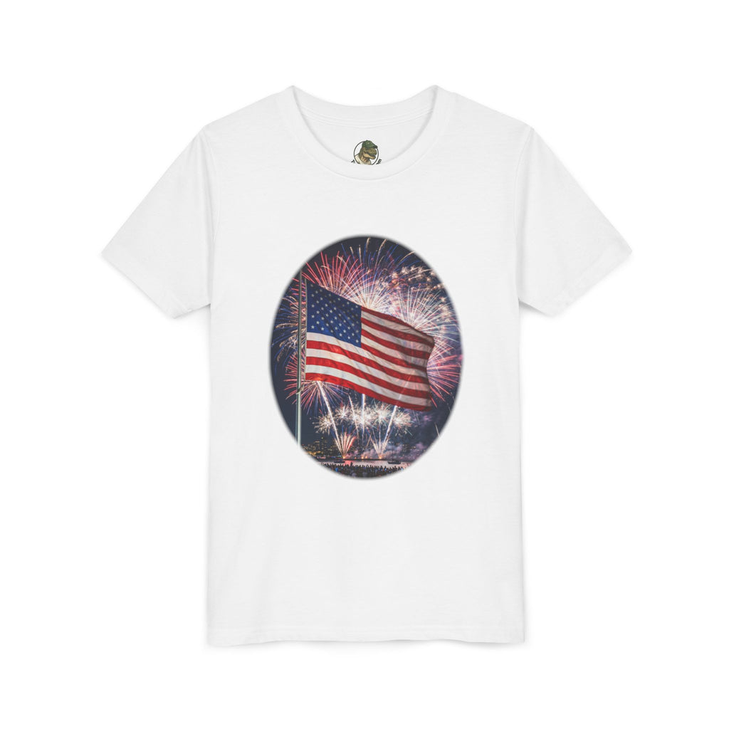 American Flag Fireworks Youth Tee