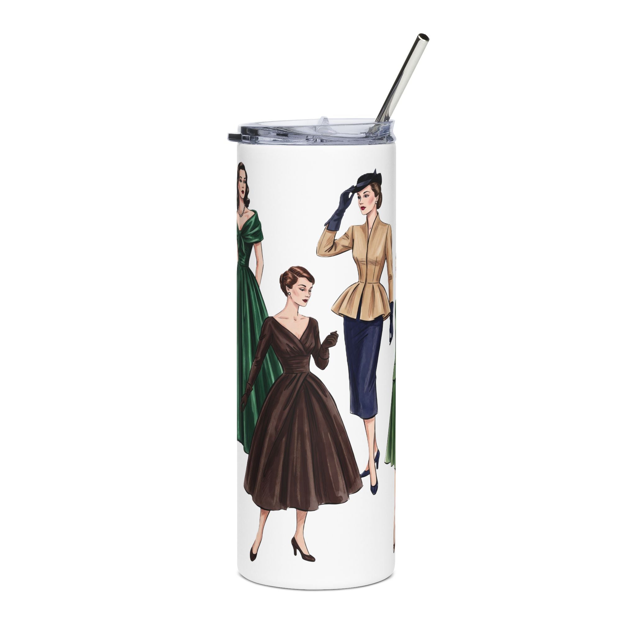 Vintage Ladies Fashion 'New Look' Stainless Steel 20oz Tumbler