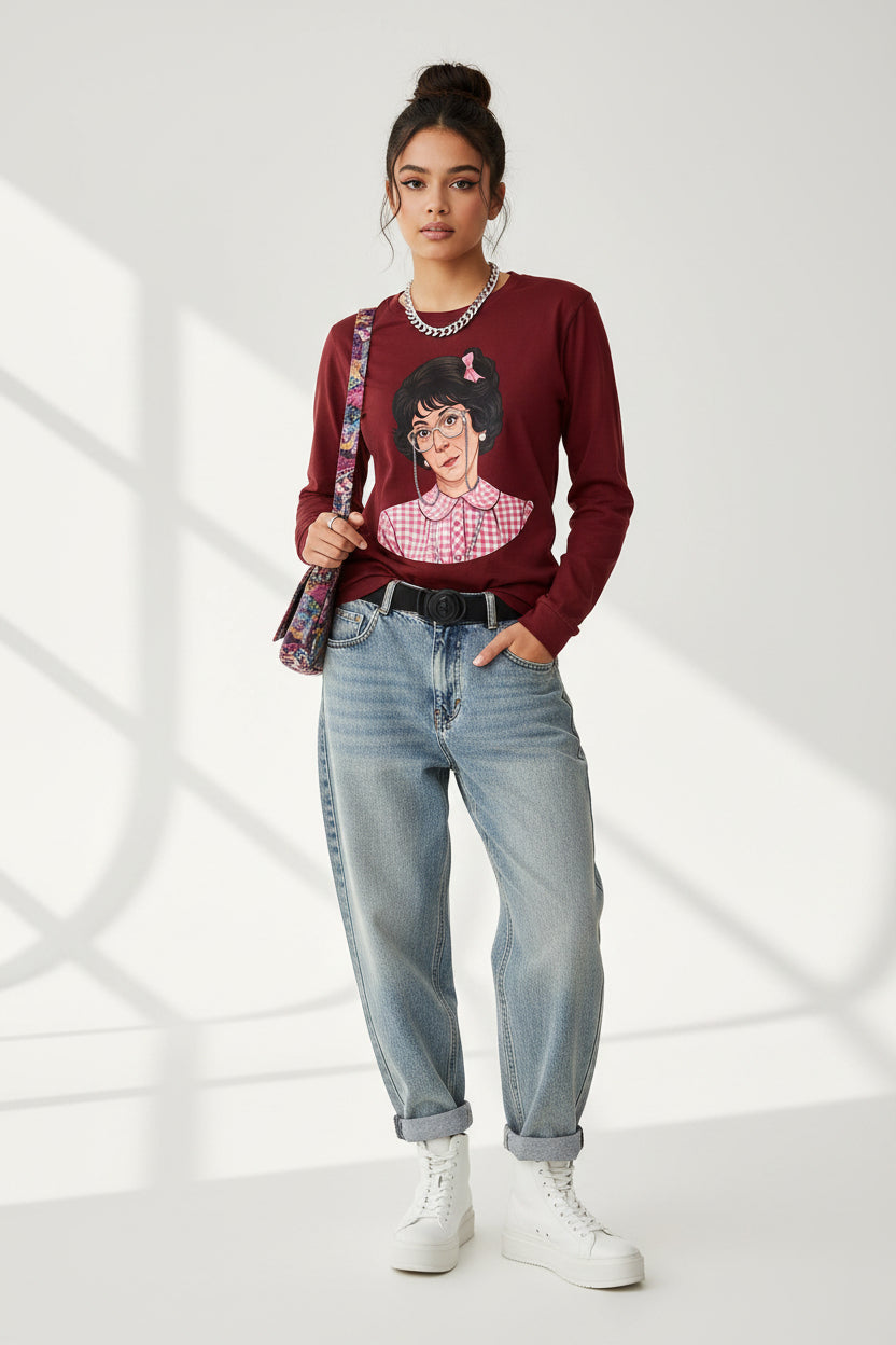 Unisex 'Neighbor Lady' Cotton Long Sleeve T-Shirt
