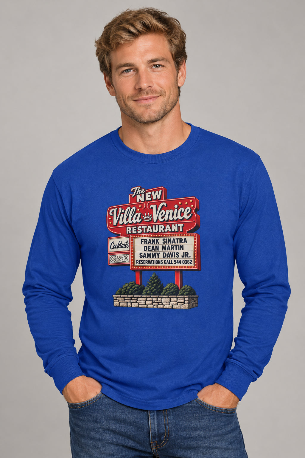 Villa Venice Restaurant Retro Sign Long Sleeve Tee